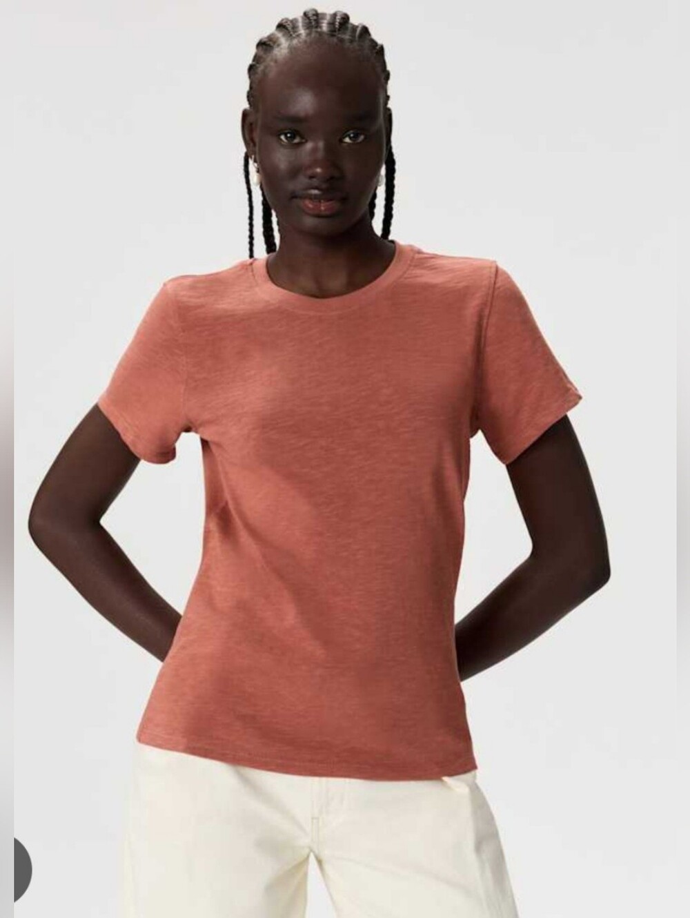 Quince Organic Cotton Rust-Orange Short Sleeve Crew Tee Size S